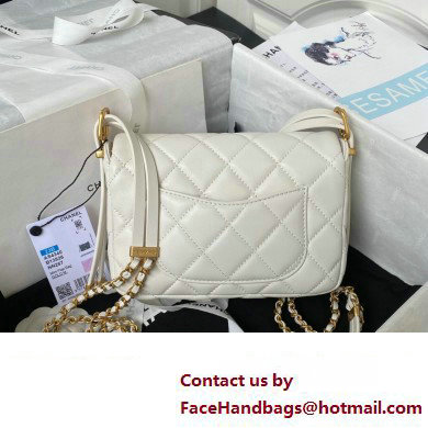 Chanel Lambskin  &  Gold-Tone Metal Mini Flap Bag AS4340 White 2023